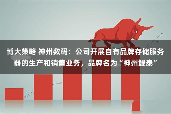 博大策略 神州数码：公司开展自有品牌存储服务器的生产和销售业务，品牌名为“神州鲲泰”