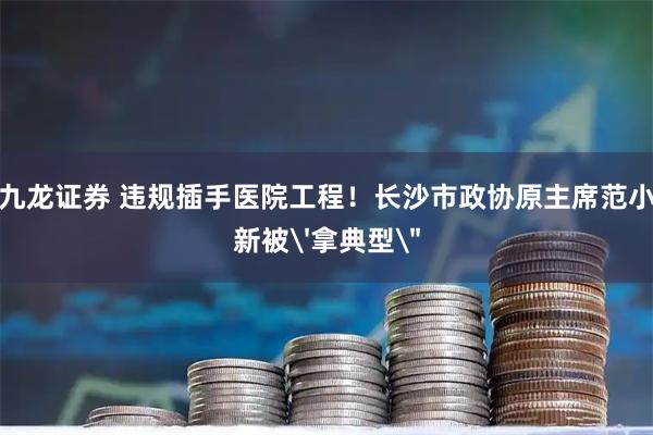 九龙证券 违规插手医院工程！长沙市政协原主席范小新被'拿典型＂