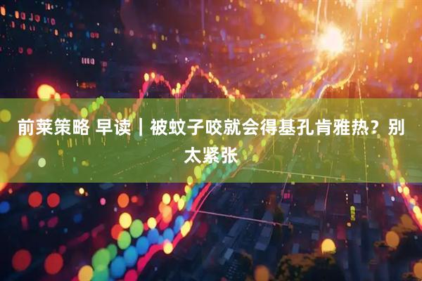 前莱策略 早读｜被蚊子咬就会得基孔肯雅热？别太紧张
